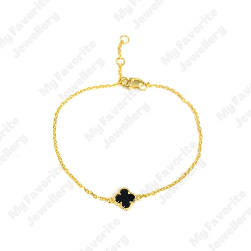 Gelang Fancy Black Clover Emas Asli Kadar 875