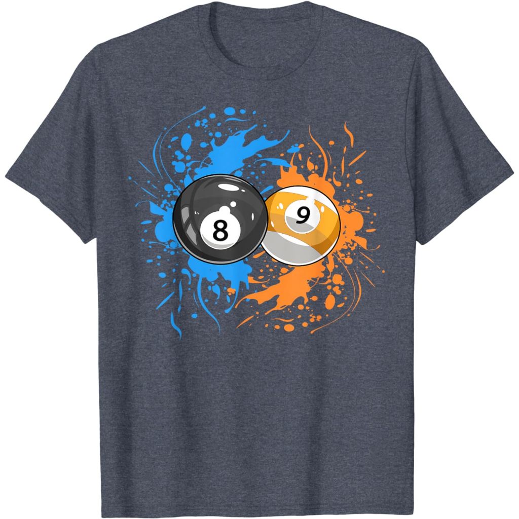 Baju Kaos Dewasa Cool Billiard Balls for 8- Ball and 9-Ball Player T-Shirt Pakaian Fashion Atasan Di