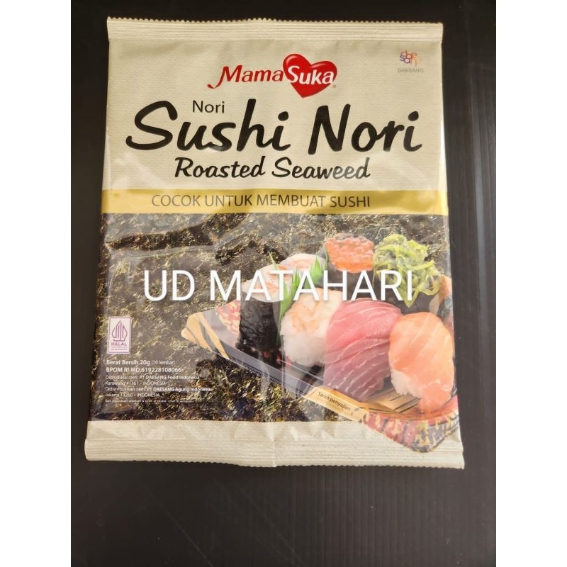 

SUSHI NORI GIMBAB 10SHEETS / MAMASUKA / ROASTED SEAWEED / RUMPUT LAUT KIMBAB / SUSHI NORI HALAL/Rice Paper Bulat 200G/Rice Paper Kotak/Topping Takoyaki/Serutan Ikan Kayu Cangkalang Asap/katsoubushi/toping okonomiaki 500g