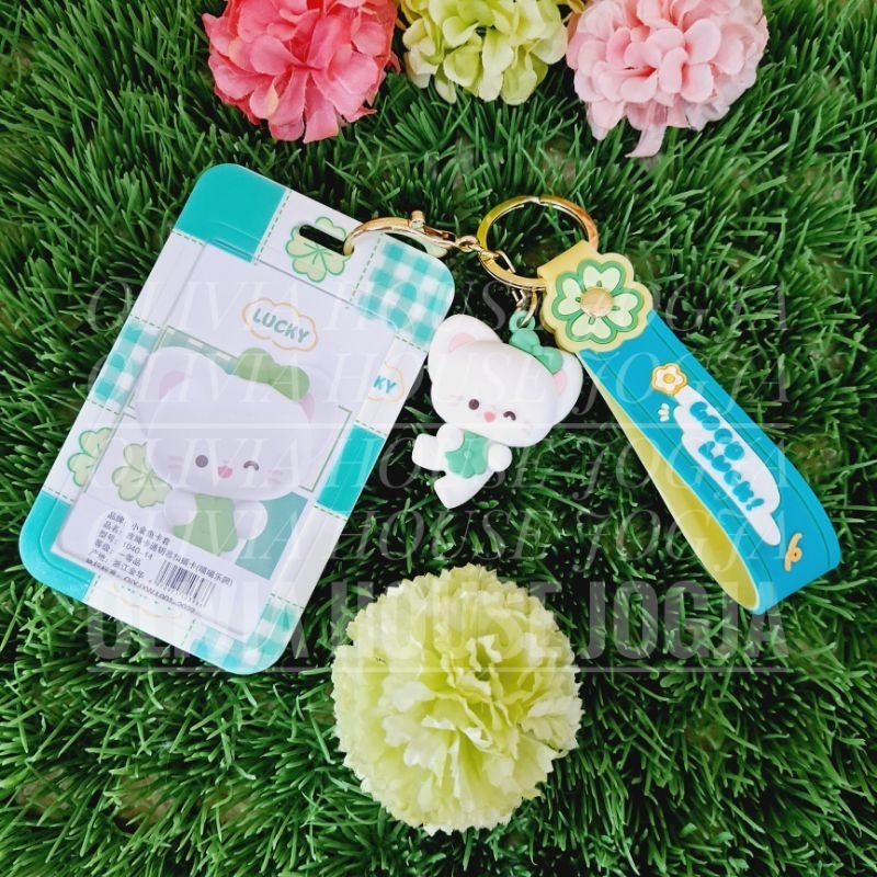 

ID Card Holder Kucing Clover Wink Gantungan Kunci Kucing PC Holder Name Tag Cat Clover