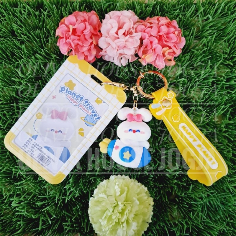 

ID Card Holder Rabbit Rocket Kuning Gantungan Kunci Kelinci PC Holder Name Tag Rabbit Space