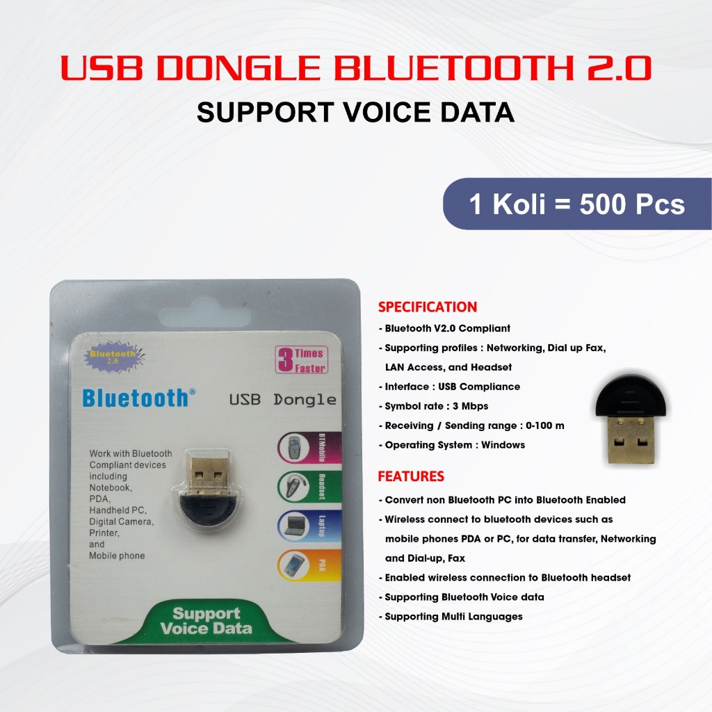 EYOTA USB BLUETOOTH DONGLE 2.0 KOMPUTER PC DESKTOP