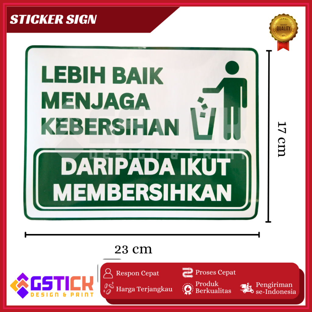 

STICKER SIGN/PERINGATAN/TANDA CUSTOM 23 x 17 CM