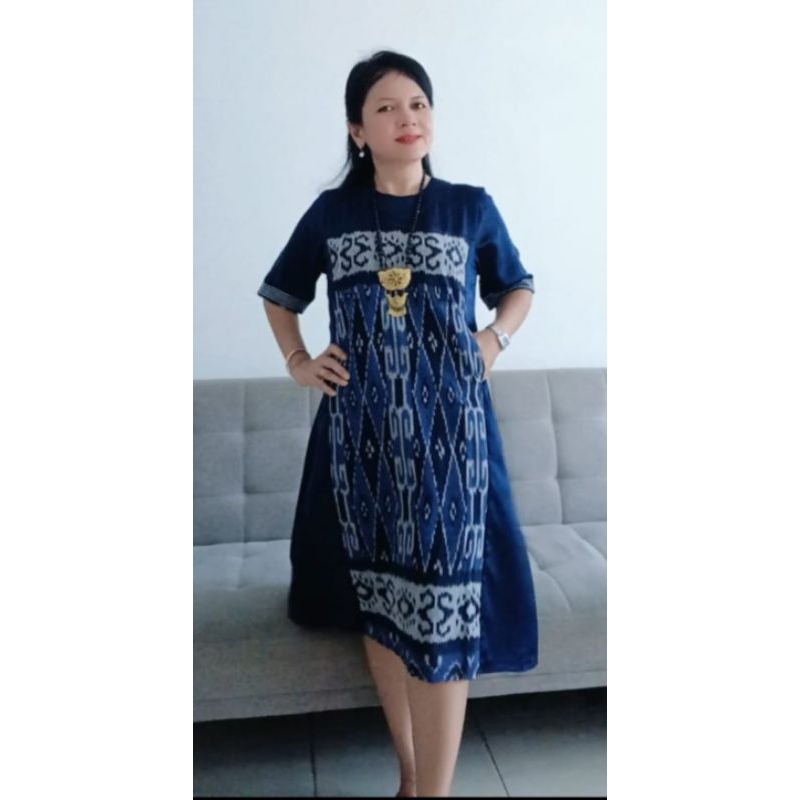 Dress Tenun Kombinasi