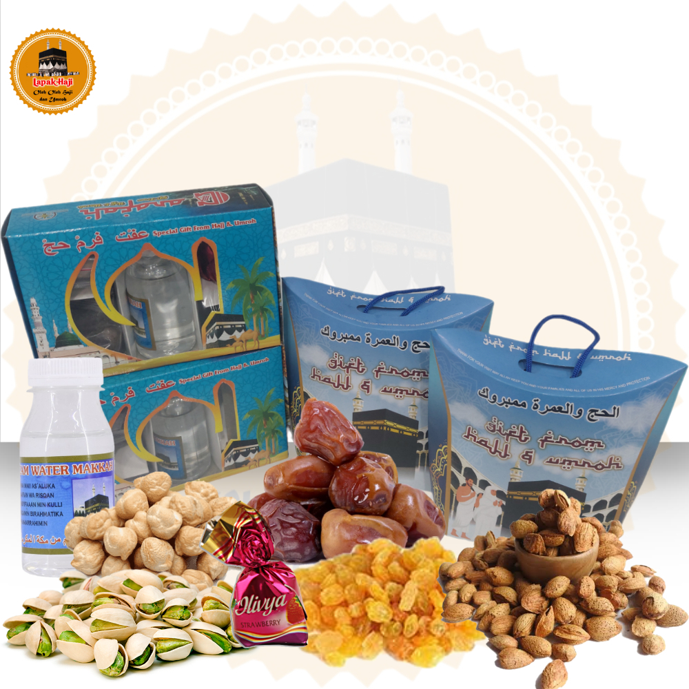 

Paket oleh oleh haji dan umroh kurma/kacang arab/kismis/air zam2 dll