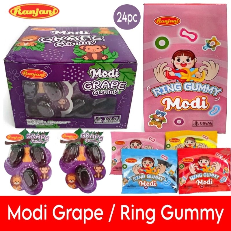 

Ranjani permen jeli cincin Modi Grape Ring Gummy isi 24pc