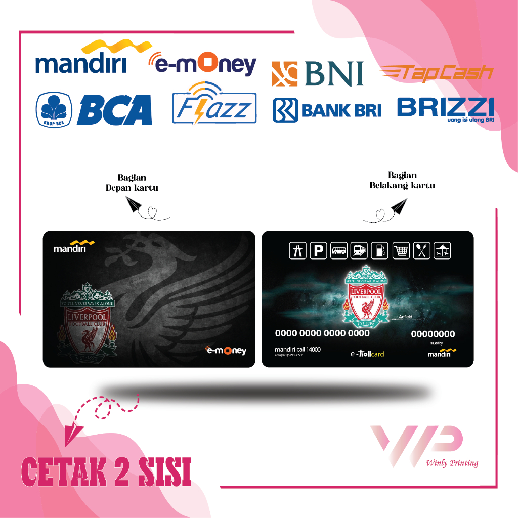 KARTU EMONEY CLUB BOLA LIVERPOOL FOOTBALL MANDIRI FLAZZ BCA GEN 2 BNI TAPCASH BRIZZI BRI - 2 SISI