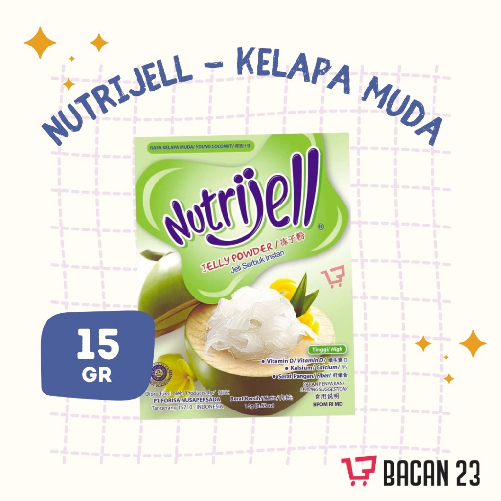 

Nutrijell Rasa Kelapa Muda (15 Gr) / Agar - Agar Jelly Instant Sachet Rasa Kelapa Muda / Jelly Powder