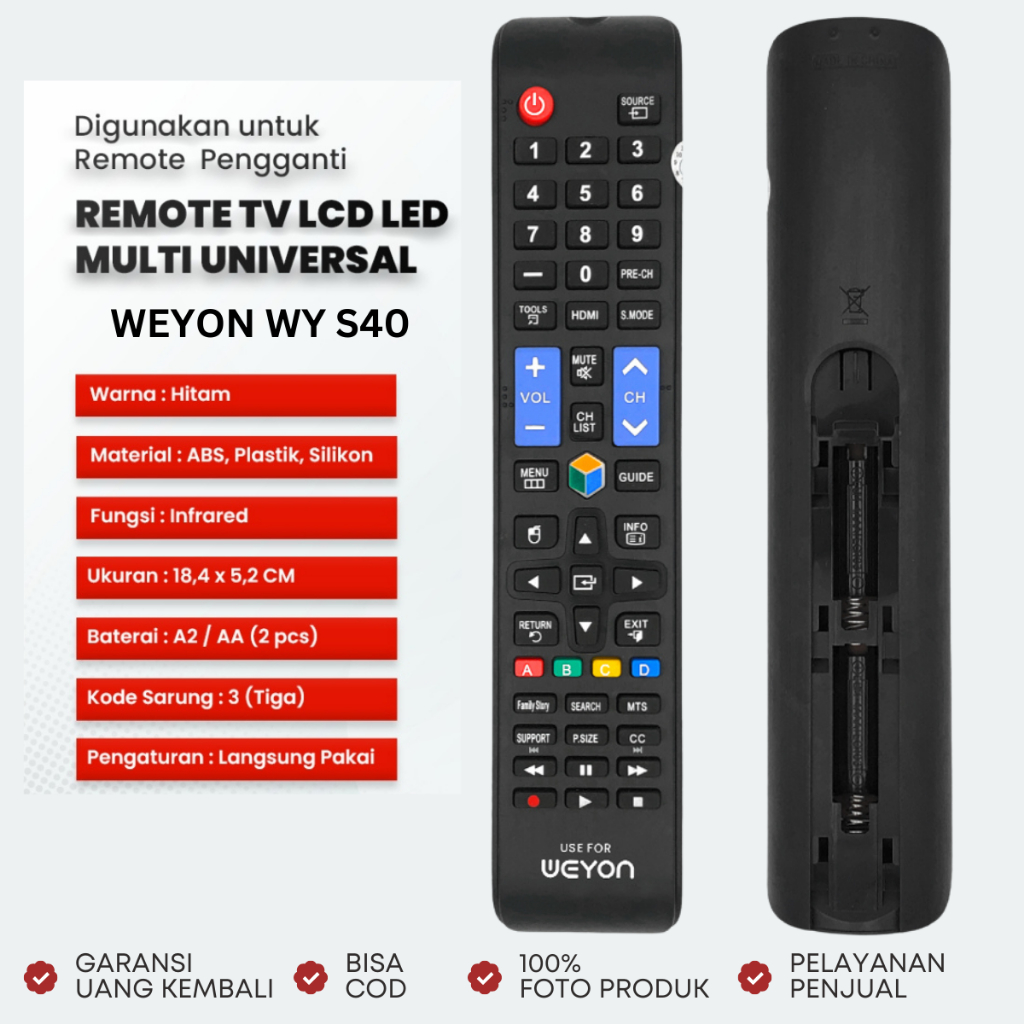 REMOTE TV SAKURA WEYEON HITAM SMART TV LED