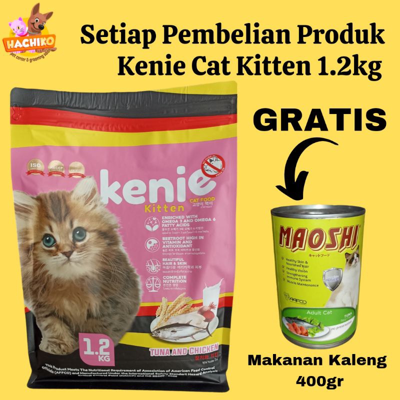 Kenie Kitten Tuna & Chicken 1,2kg Free Maoshi Adult Tuna 400gr
