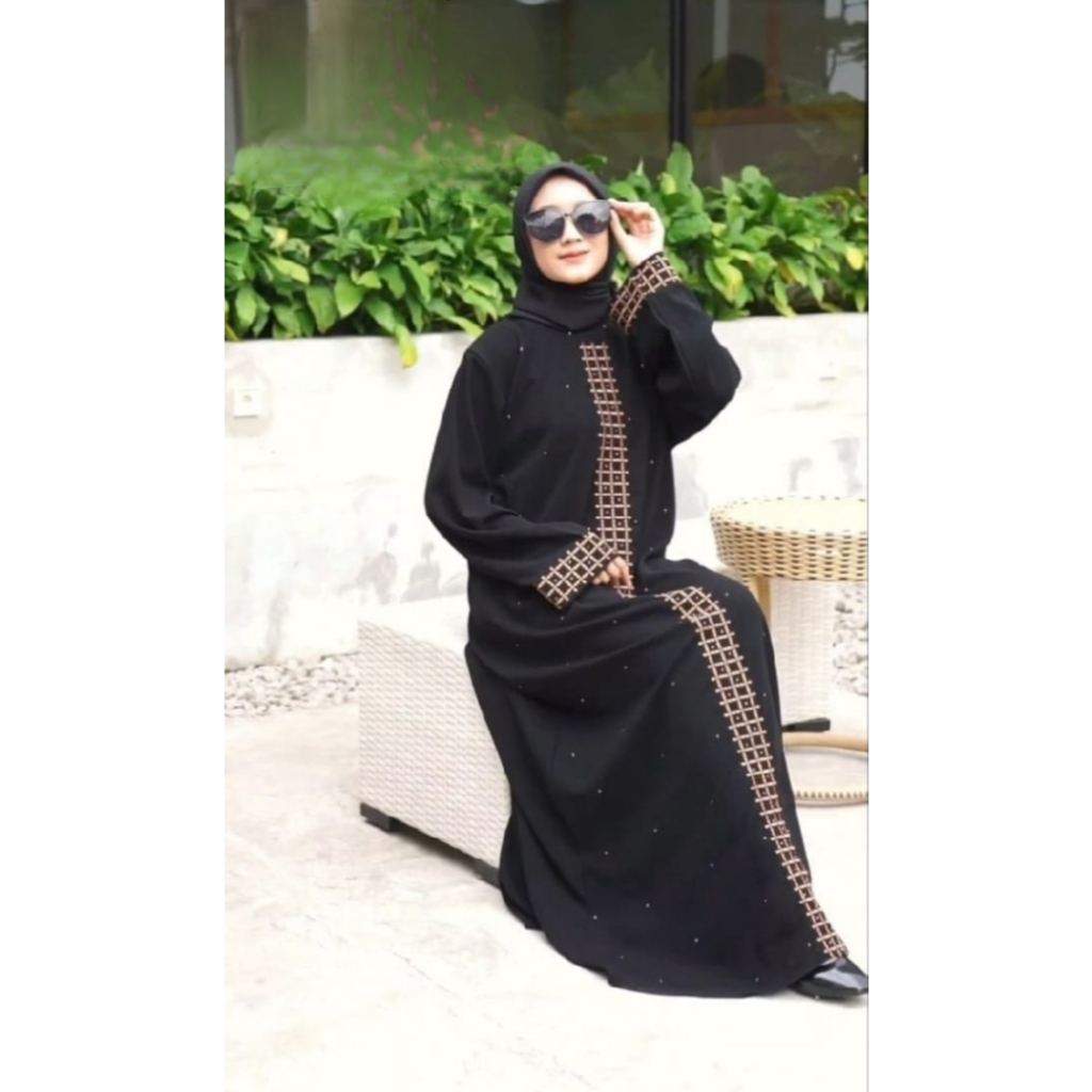 GAMIS ABAYA WANITA ARAB HITAM GAMARI BEST QUALITY DUBAI MESIR TURKEY ARAB