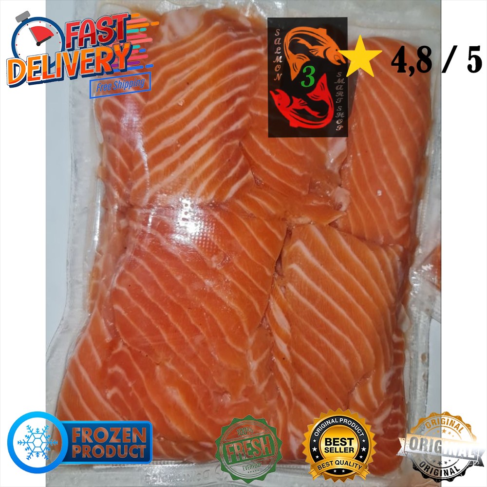 

[ TERMURAH ] Daging Salmon Full Iga Tanpa Tulang & Tanpa Kulit/ Salmon Ribs