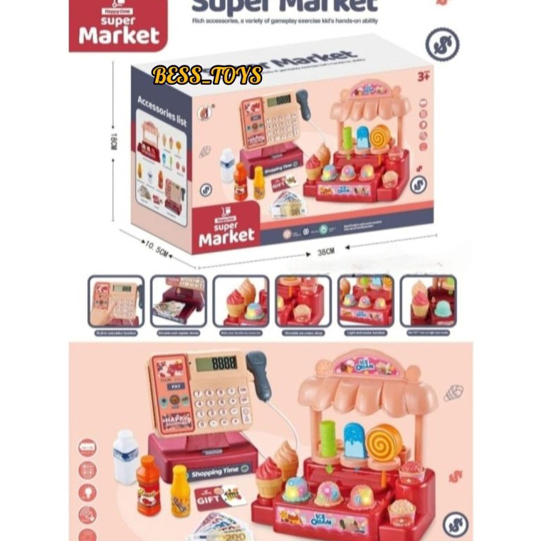 ART D65N Mainan Anak Kasir Kasiran with ICE CREAM 381 Cash Register Supermarket