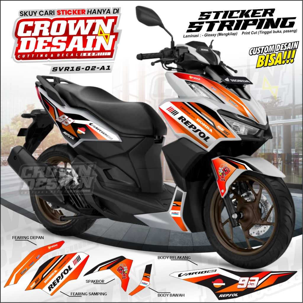 Striping vario 160 motif repsol - stiker variasi vario new 160 - SVR16