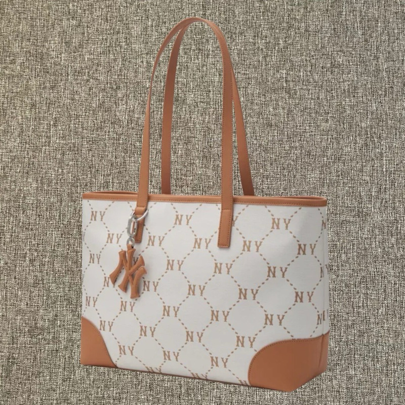 MLB Korea NY Dia Monogram Tote Bag Cream Original