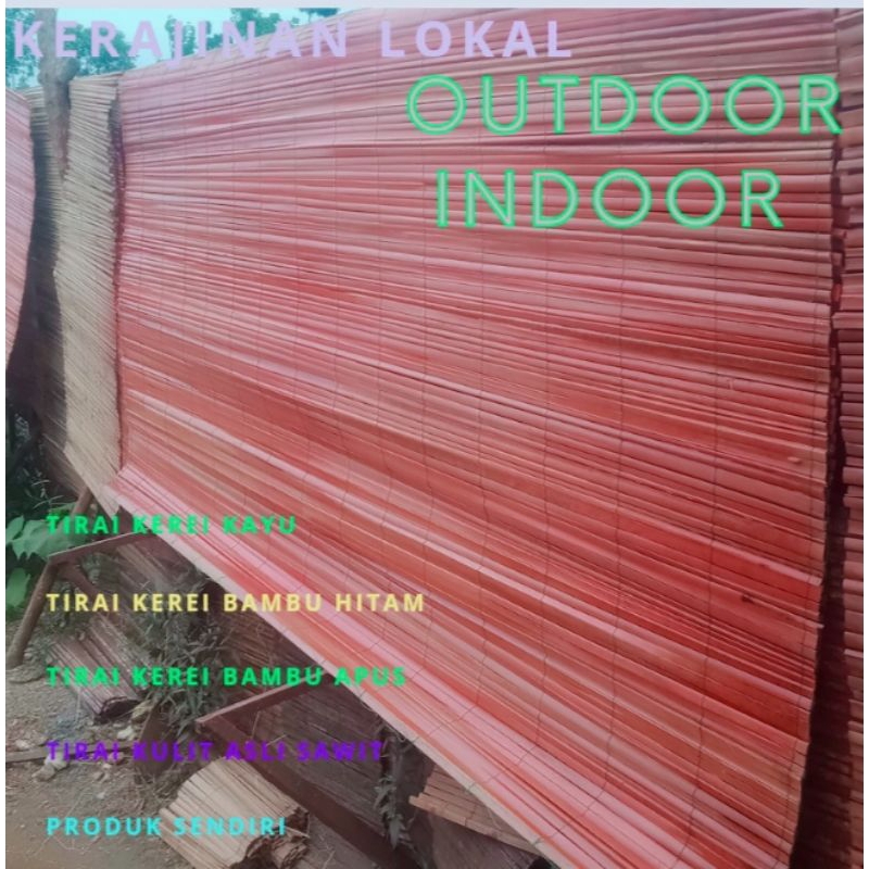 Kerei Tirai Kulit Bambu Sawit Lengkap Tali Tampar Katrol Penggulung