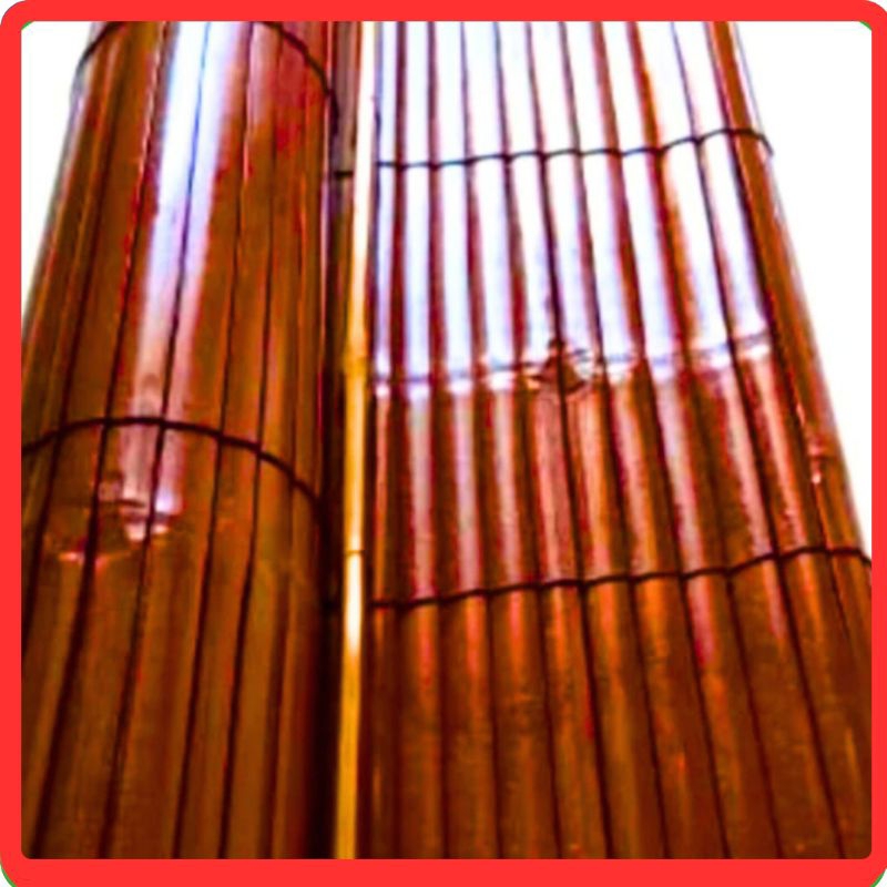 tirai bambu kulit hitam,krey bambu di cat warna coklat