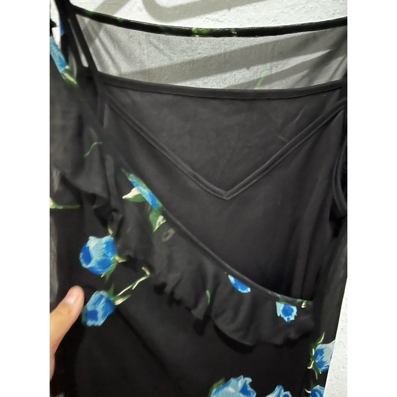 Preloved dress formal pesta floral blue