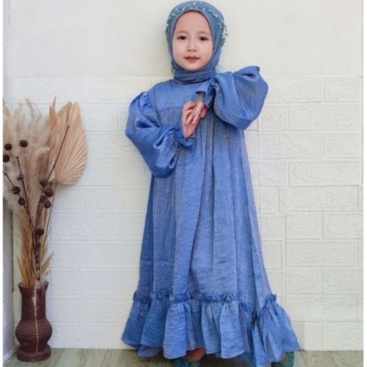 ART K7K7 Gamis Anak Perempuan Terbaru SANTORINI Silk Premium 3  11 Tahun Baju Wanita Remaja Dress Mu