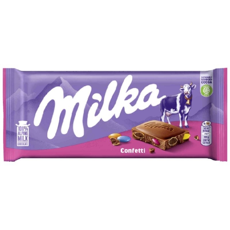 

MILKA Confetti 100% Alpine Milk Chocolate Bar 100g