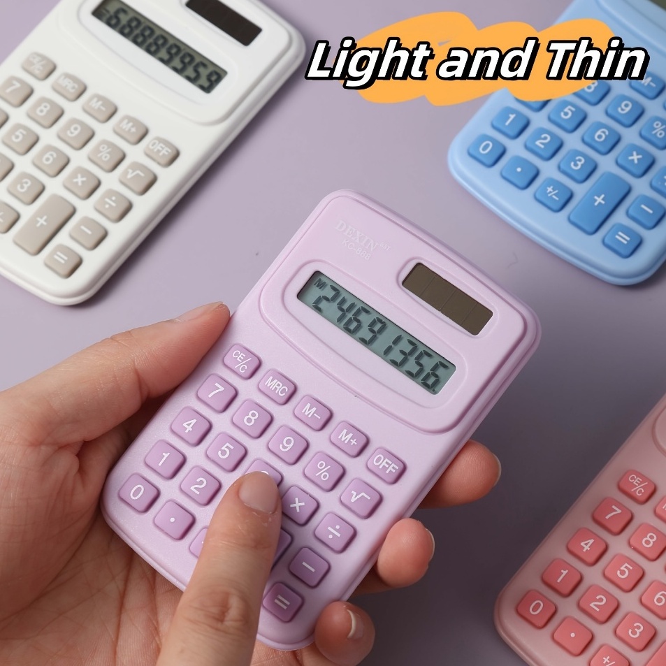 

Product Exclusive Kalkulator Kalkulator Kecil Tenaga Surya Kalkulator Mini Kalkulator Portabel LCD 8bit Lucu Multiwarna