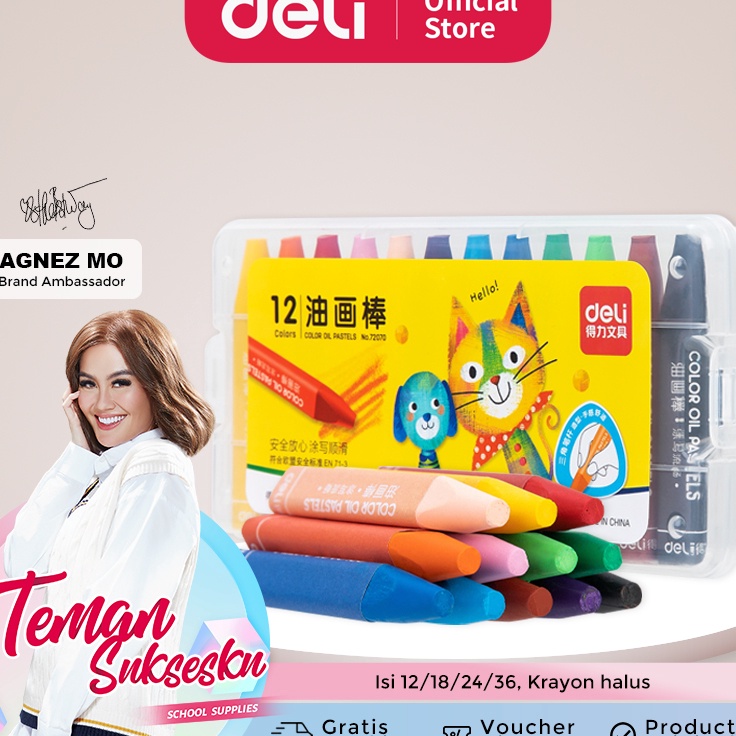 

Kejutan Spesial Deli Krayon Sekolah 12 Warna Cerah bentuk segitiga ergonomis tangan bersih 727