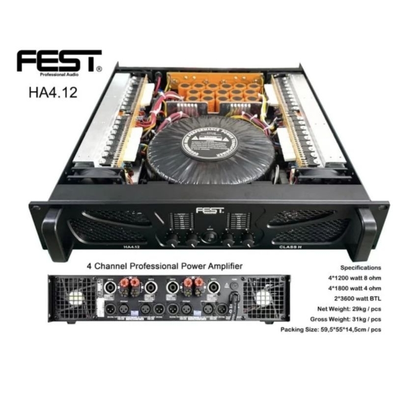 Power Amplifier FEST 4 channel HA 4.12 Class H Original power amplifier