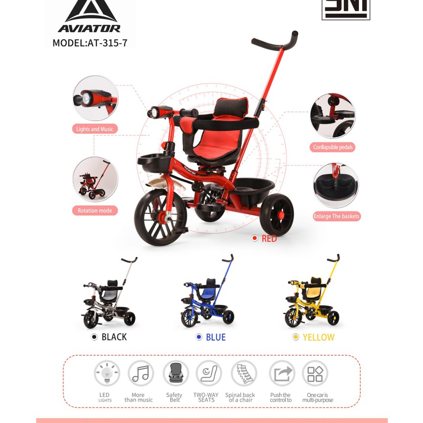SEPEDA ANAK RODA TIGA STOLLER BAYI AVIATOR AT-315-7 tempat duduk bisa diputar