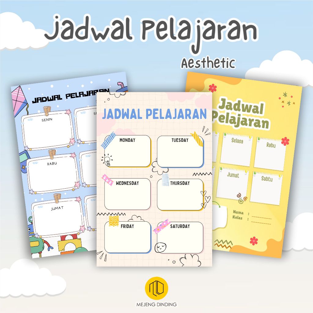 JADWAL PELAJARAN CUSTOM / JADWAL PELAJARAN AESTHETIC / schedule board aesthetic / JADWAL PELAJARAN /