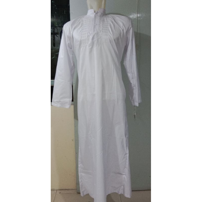 jubah pria putih bordir / gamis pria dewasa / jubah saudi