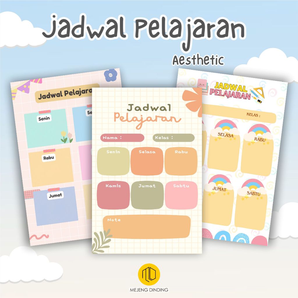 JADWAL PELAJARAN CUSTOM / JADWAL PELAJARAN AESTHETIC / schedule board aesthetic / JADWAL PELAJARAN /