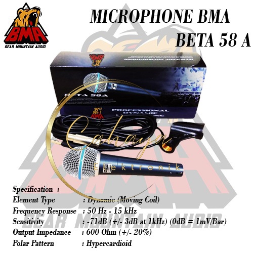 MICROPHONE BMA BETA 58 A MIC KABEL BMA BETA 58A TANPA SAKLAR ORIGINAL BY BMA