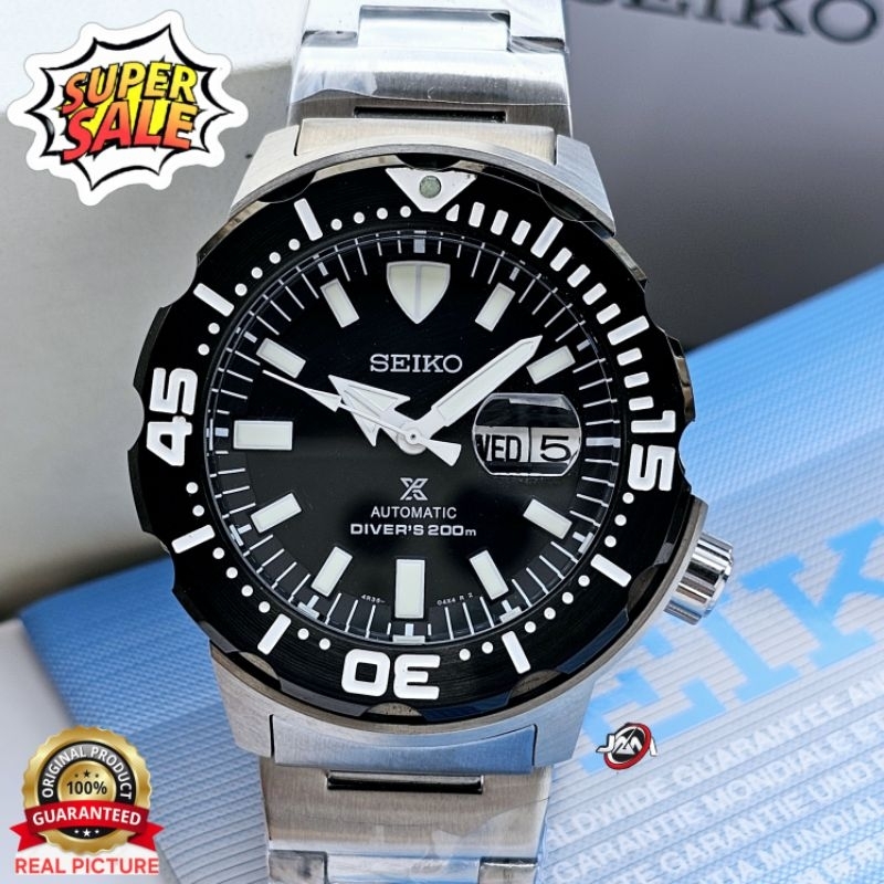 Seiko Prospex Monster Black Dial List Putih Jam Tangan Pria Automatic Original