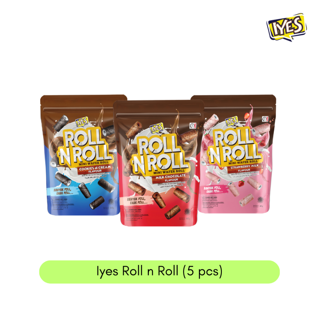 

[MT] [isi 5pcs] Iyes Roll N Roll Milk Chocolate / Cookies N Cream / Strawberry 40gr