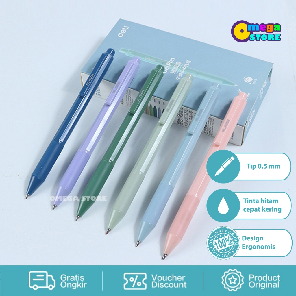 

[O&S] Deli Nusign Pulpen Tinta Hitam / Gel Pulpen Warna Pastel Satuan Random -OS4003