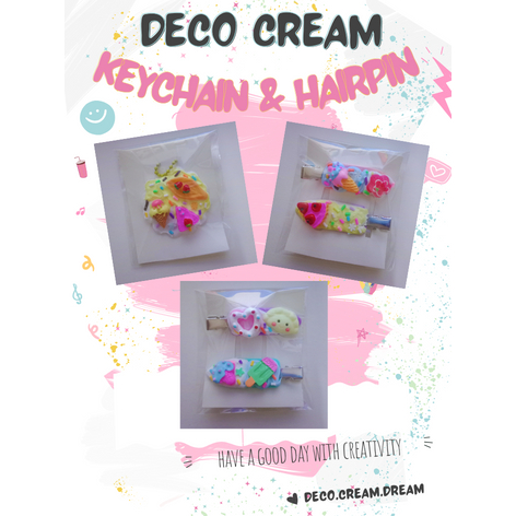 Deco Cream Gantungan Kunci dan Jepit Rambut