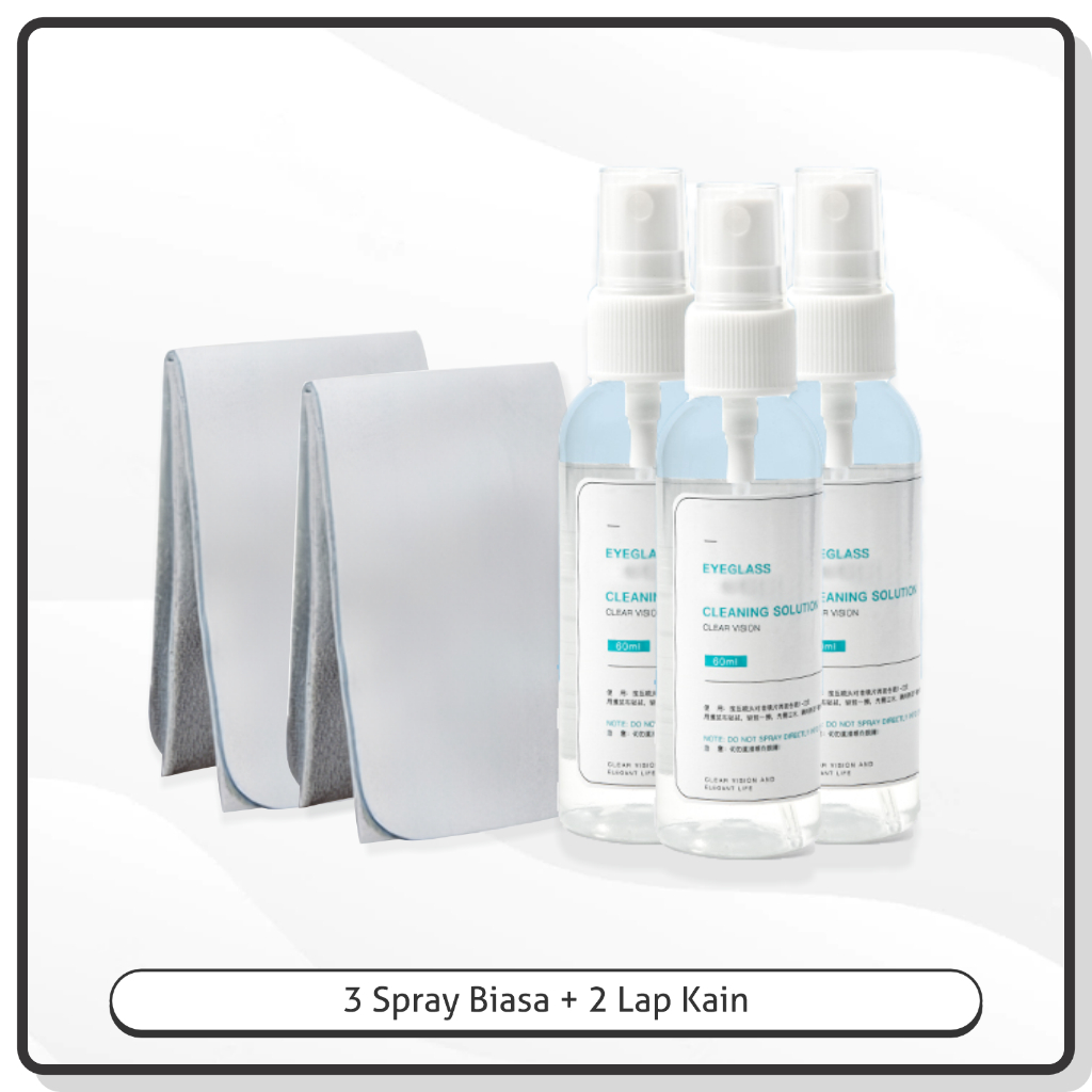 La Chapella - Cairan Pembersih Biasa Anti Fog Spray Lensa/Kacamata/hp/Kamera/Jam Tangan Cleaner Spray Termurah Free Lap P007 P010-3Botol+2Kain
