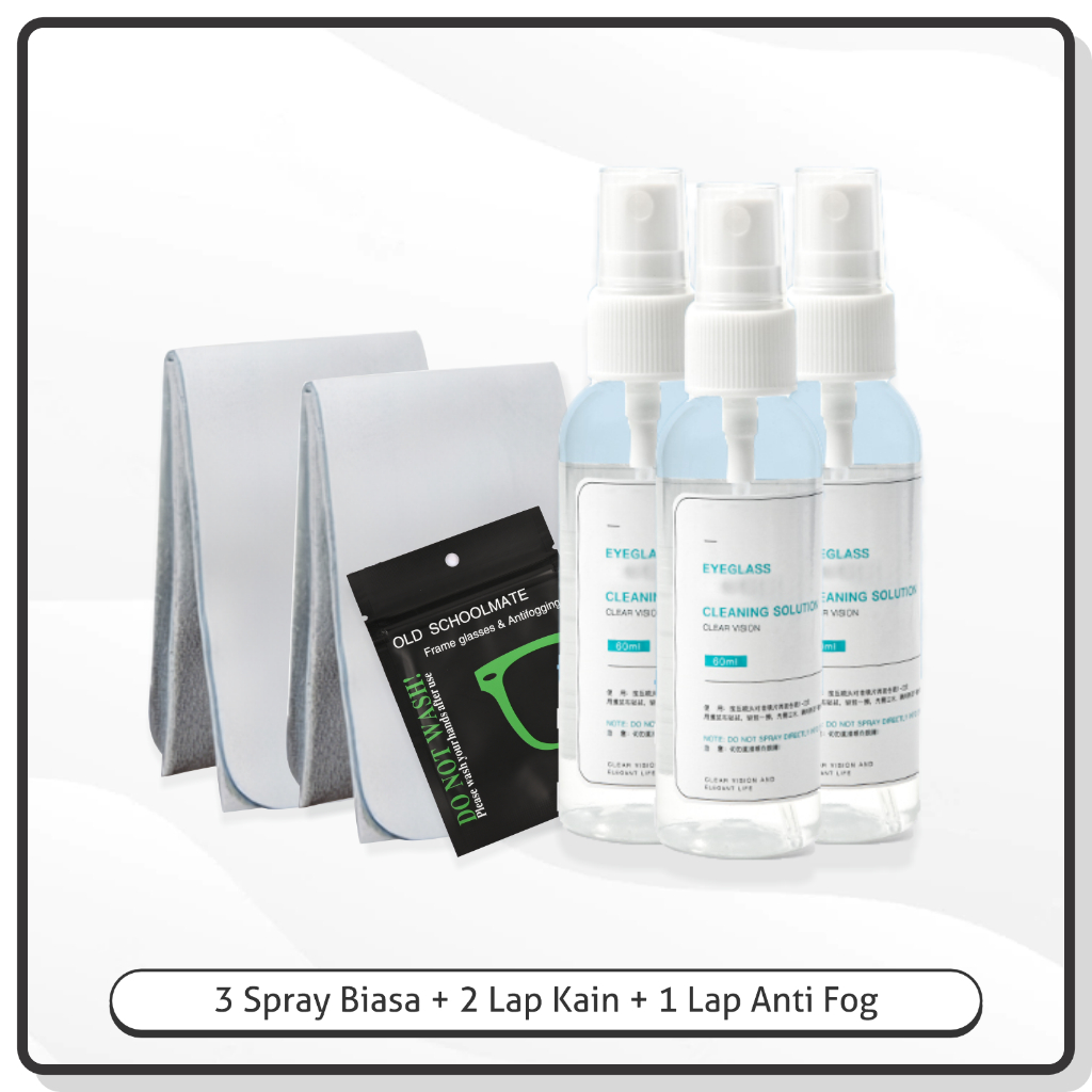 La Chapella - Cairan Pembersih Biasa Anti Fog Spray Lensa/Kacamata/hp/Kamera/Jam Tangan Cleaner Spray Termurah Free Lap P007 P010-3Botol+2Kain+1Lap