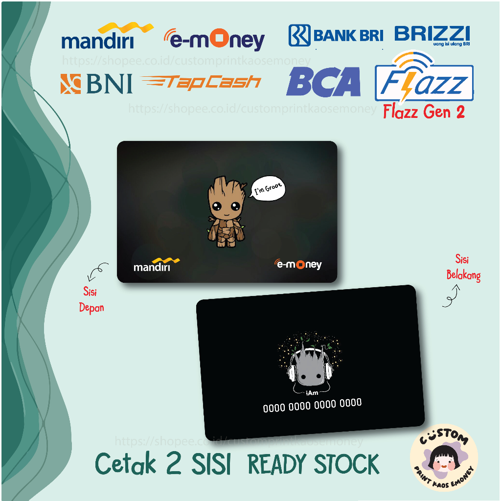 KARTU E MONEY E TOLL SUPERHERO IM GROOT AVENGERS MARVEL MANDIRI TAPCASH BRIZZI FLAZZ GEN2 - 2 SISI