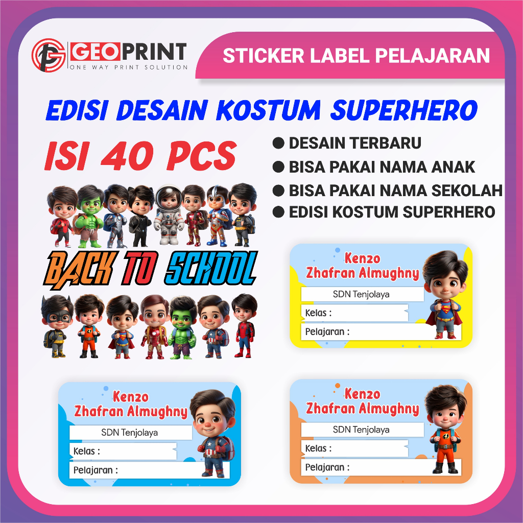 

EDISI KOSTUM SUPERHERO LABEL PELAJARAN CUSTOM NAMA