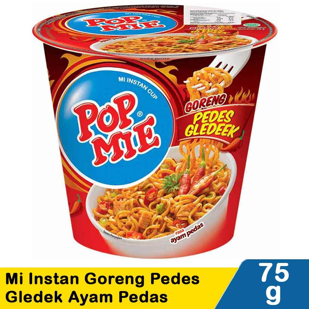 

POP MIE MI INSTAN GORENG PEDES GLEDEEK AYAM CUP 75g
