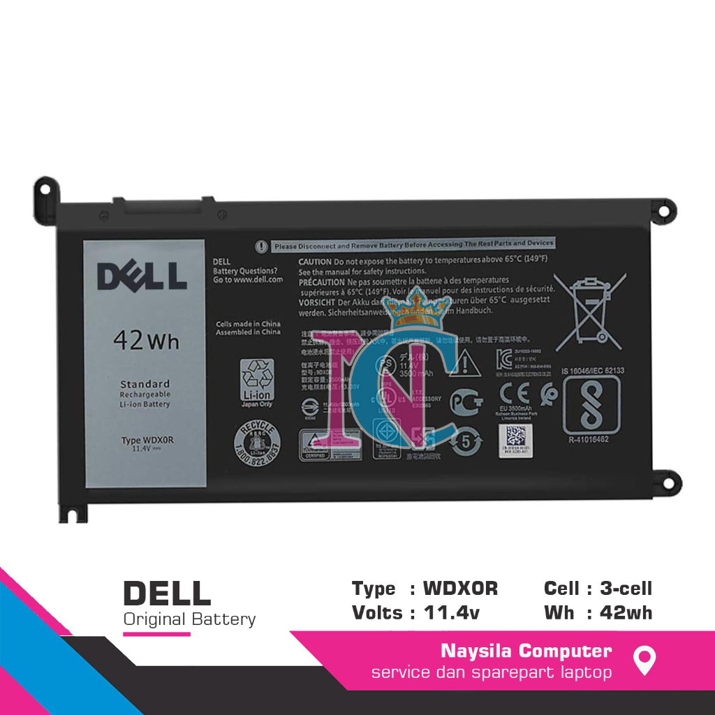 Baterai Original Dell Inspiron 14 7000 series 14 7460 7472 (42Wh) WDX0R / WDXOR