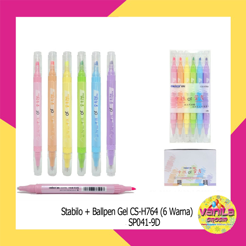 

(1Set Isi 6 Warna) Stabillo + Ballpen Gel Pastel, stabilo macaron, set highlighter