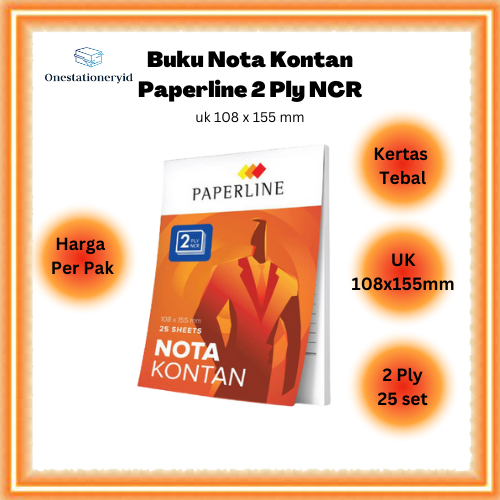 

Kertas Buku Catatan Nota Kontan Paperline Kecil Uk 108 x 155mm 2 Ply / Rangkap Putih Merah Per Pak 10 Buku Nota