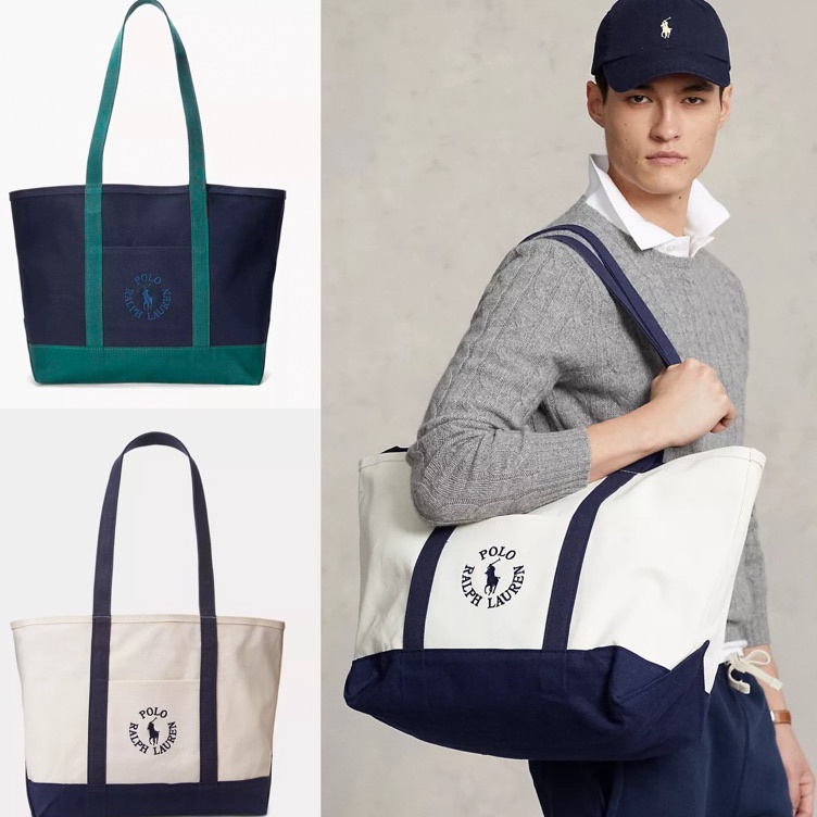 ART X78Q Polo Ralph Lauren LogoEmbroidered Canvas Tote Bag