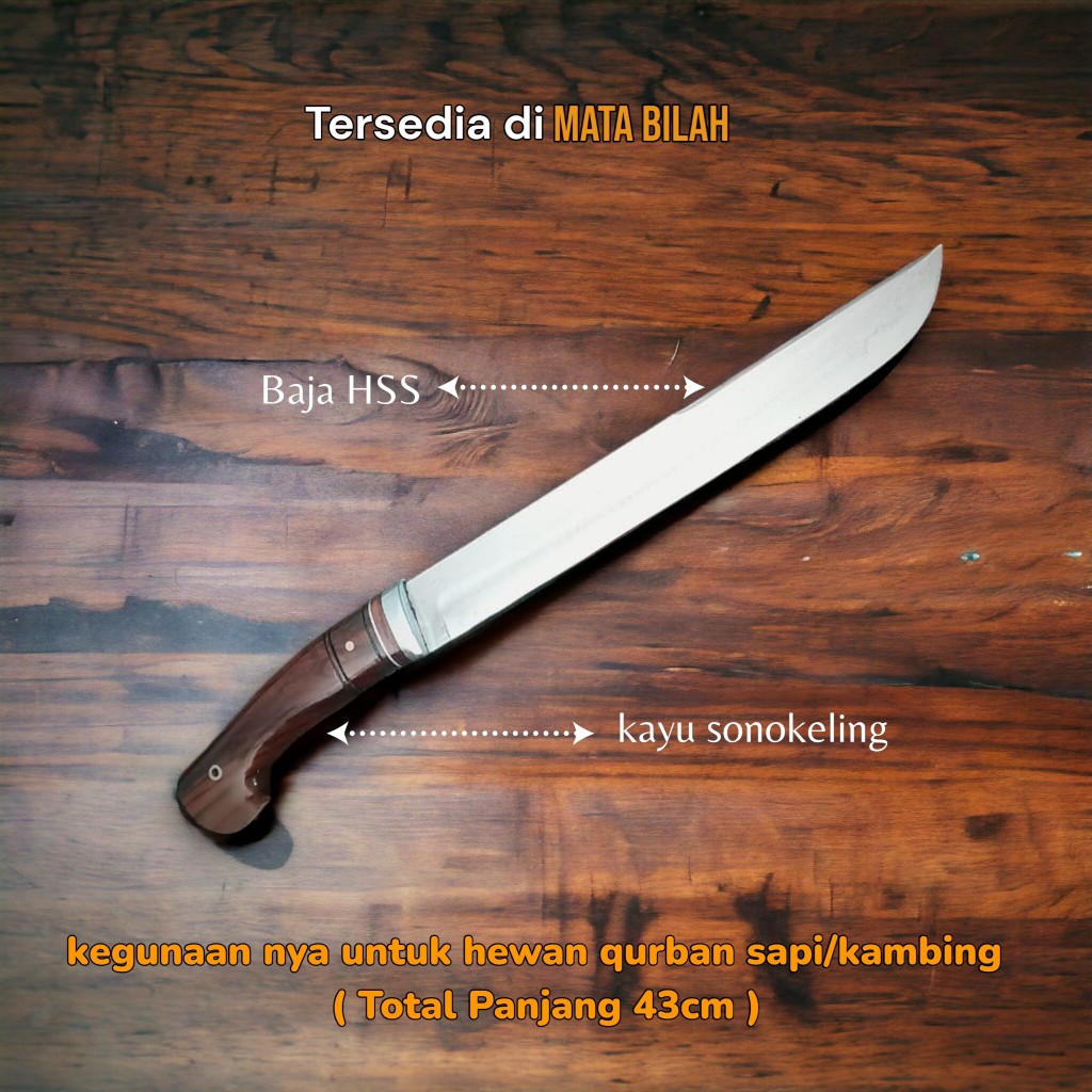 MB - Pisau Sembelih Sapi Super Baja HSS Premium Total Panjang 43cm