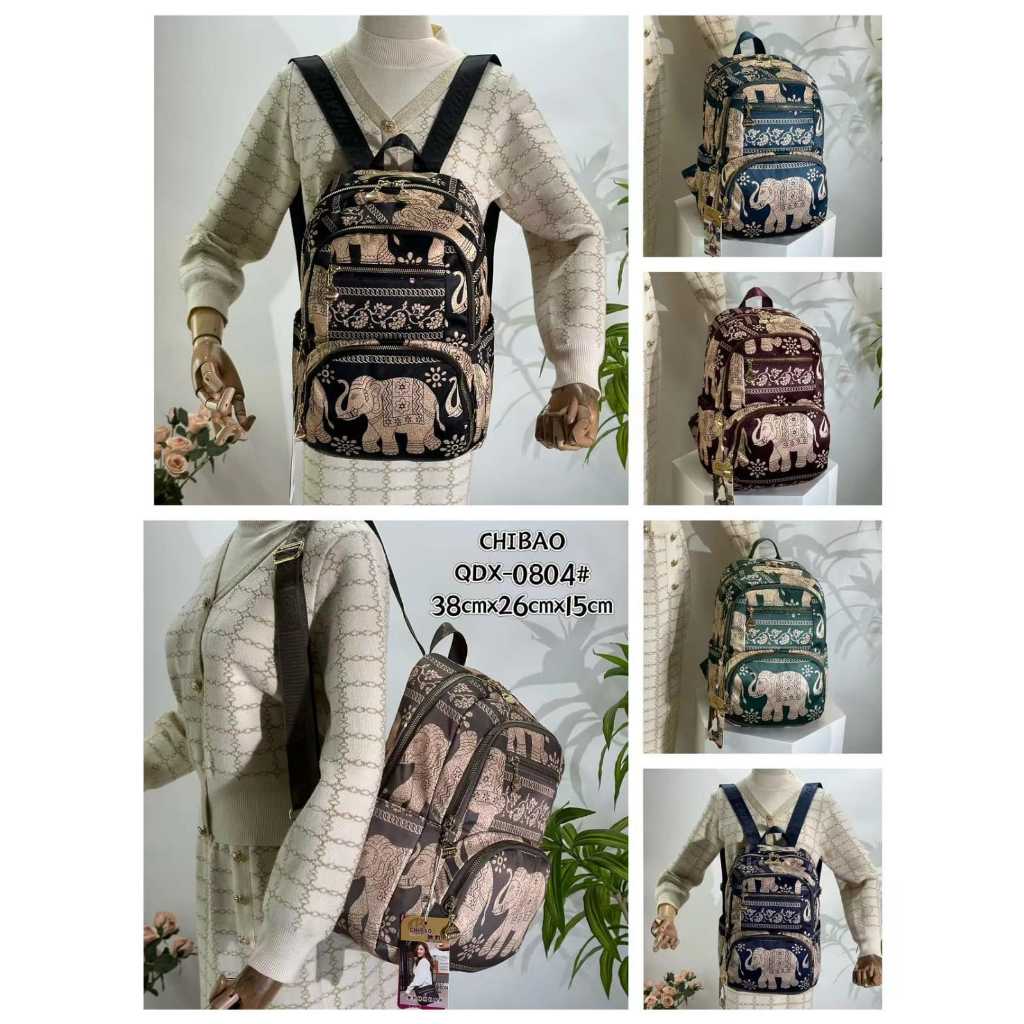 Tas Ransel Wanita Chibao ORI QDX-0804 Motif Gajah