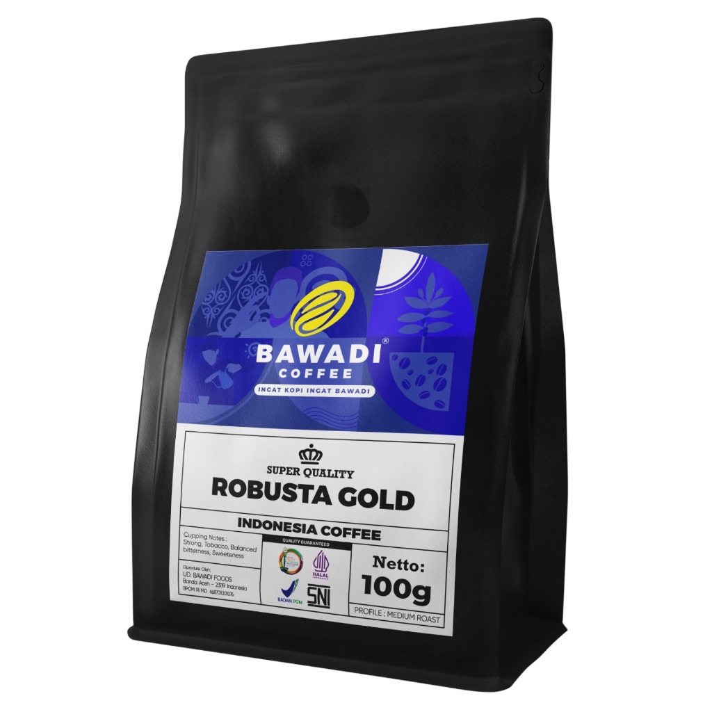 

Bubuk Kopi Robusta Gold Premium Bawadi 100gr