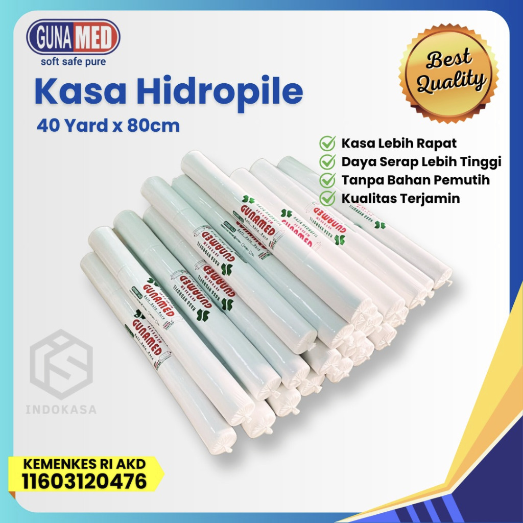 GUNAMED Kasa Gulung/Kasa Hydrofil 40y x 80cm Potong 4/Potong 5/Kasa Panjang Full & 40x80 UTUH