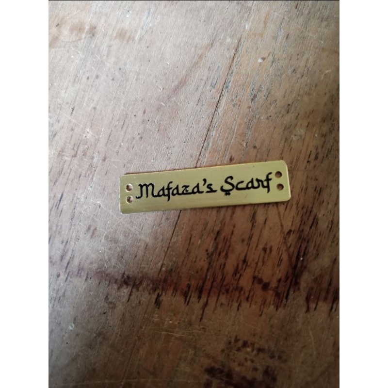 

label plate hijab fashion Kuningan dan stainless